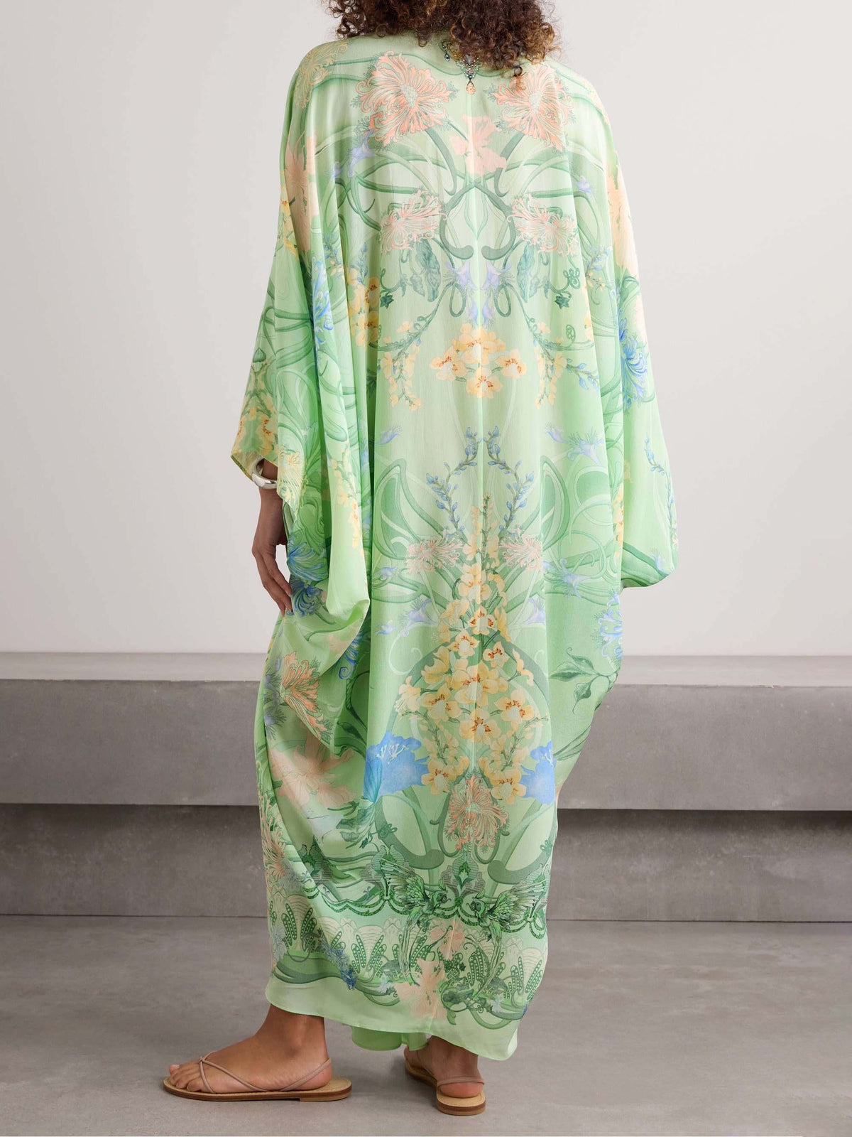 Annie | Unique Floral Print V Neck Oversized Midi Dress