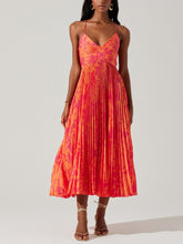 Andrea | Elegant Floral Print Pleats Midi Dress
