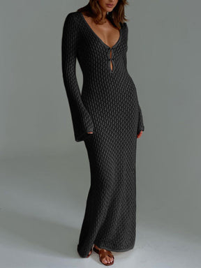 Catherine | Cover Up Long Sleeve Open Back Long Dress