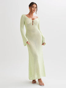 Catherine | Cover Up Long Sleeve Open Back Long Dress