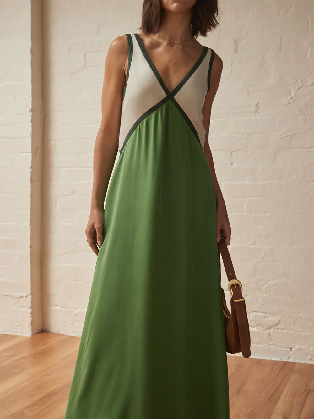 Kimberly | V-neck Contrasting Color Splicing Chic Dress
