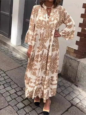 Lila | V-Neck Flare Sleeve Boho Maxi Dress