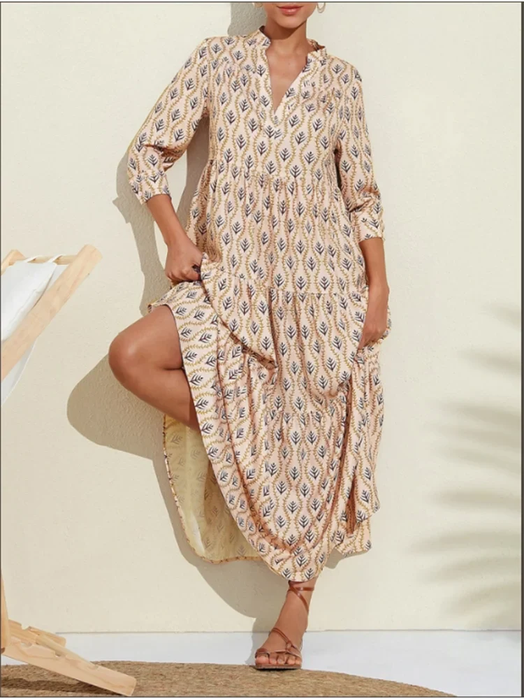 Evelina | V-Neck Printed Vacation Dress