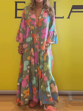 Serena | Printed V-Neck Beach Maxi Dress