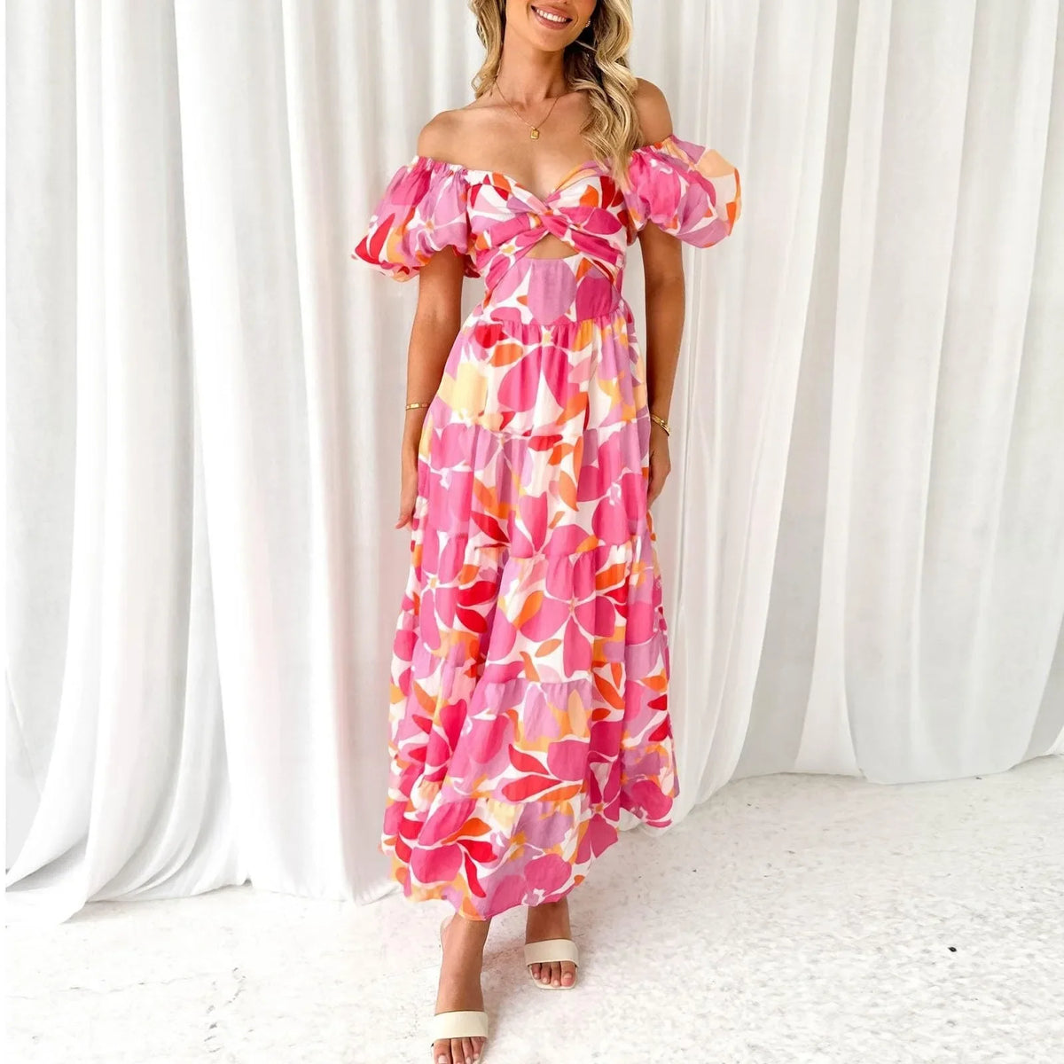 Mira | V-Neck Floral Formal Maxi Dress