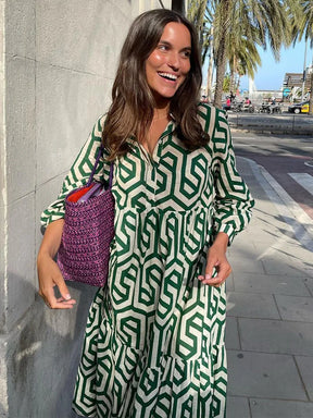 Thalia | Long Sleeve Lapel Shirt Dress