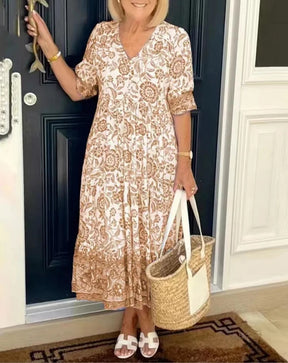 Evelyn - Elegant Floral Dress with V-Neck