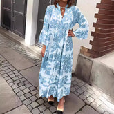 Lila | V-Neck Flare Sleeve Boho Maxi Dress