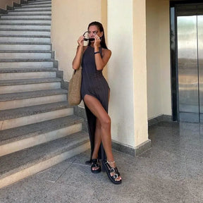 Alina | Sleeveless High Slit Maxi Dress