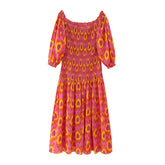 Aurelia | Printed Lantern Sleeve Beach Dress