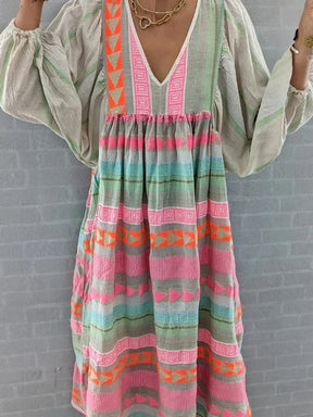 Cassandra | Bohemian Printed V-Neck Dress