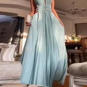 Selene | High-Waisted Pleated Backless Dress