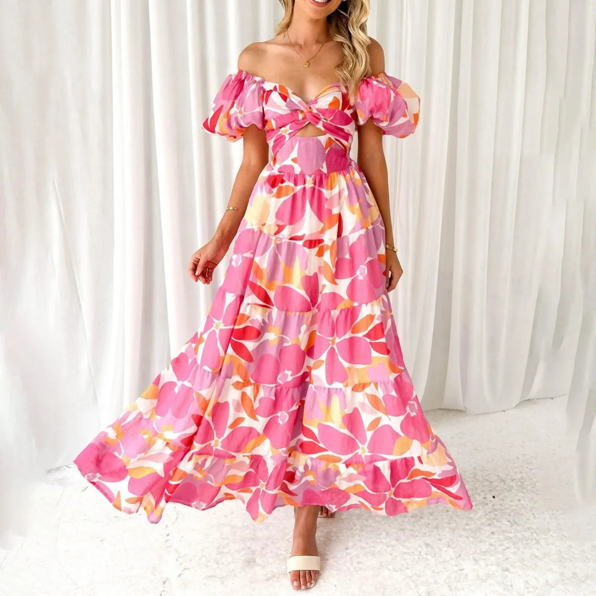 Mira | V-Neck Floral Formal Maxi Dress