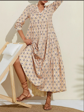 Evelina | V-Neck Printed Vacation Dress