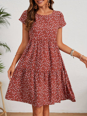 Callista - Floral Crew Neck Dress