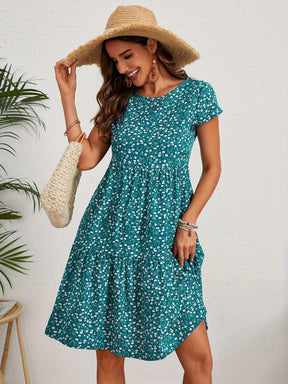 Callista - Floral Crew Neck Dress
