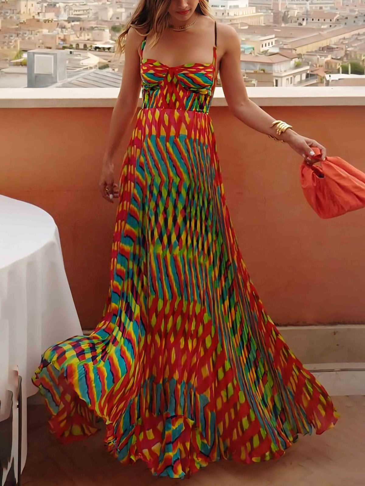 Ariella | Elegant Personalized Painted Print A-Line Maxi Dress