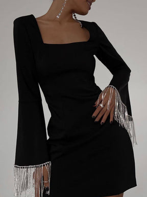 Lucy | Party Time Imitation Diamond Chain Backless Mini Dress