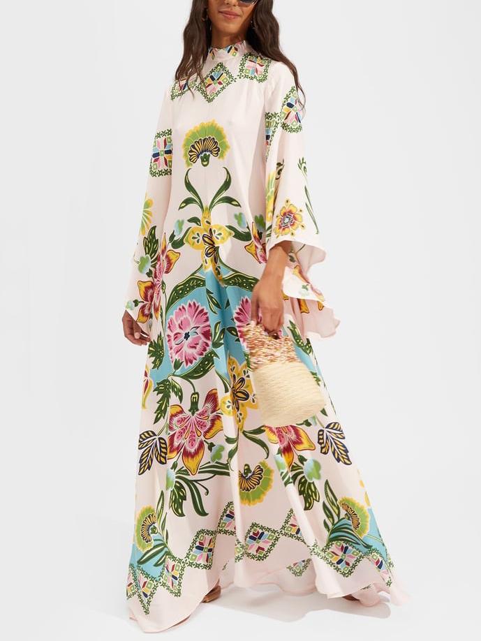 Evelynn | Exquisite Sunshine Floral Print Flowing Maxi Dress