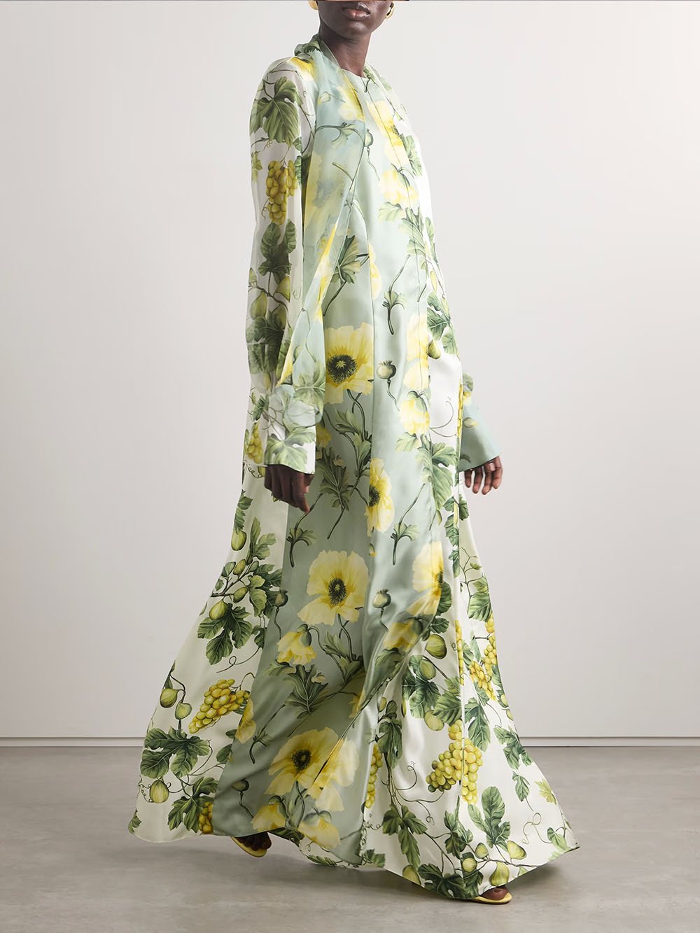 Lydia | Delicate Floral and Fruit Print Maxi Dress