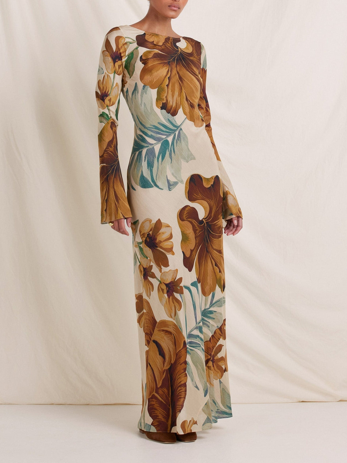 Gracelyn | Hand-Drawn Botanical Motifs Maxi Dress