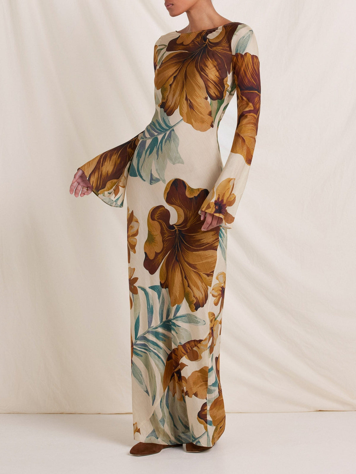 Gracelyn | Hand-Drawn Botanical Motifs Maxi Dress
